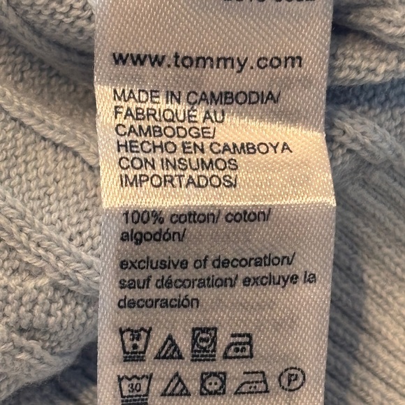 Tommy Hilfiger Light Blue Cable Knit Cotton Sweater L Classic Prep - Picture 10 of 12